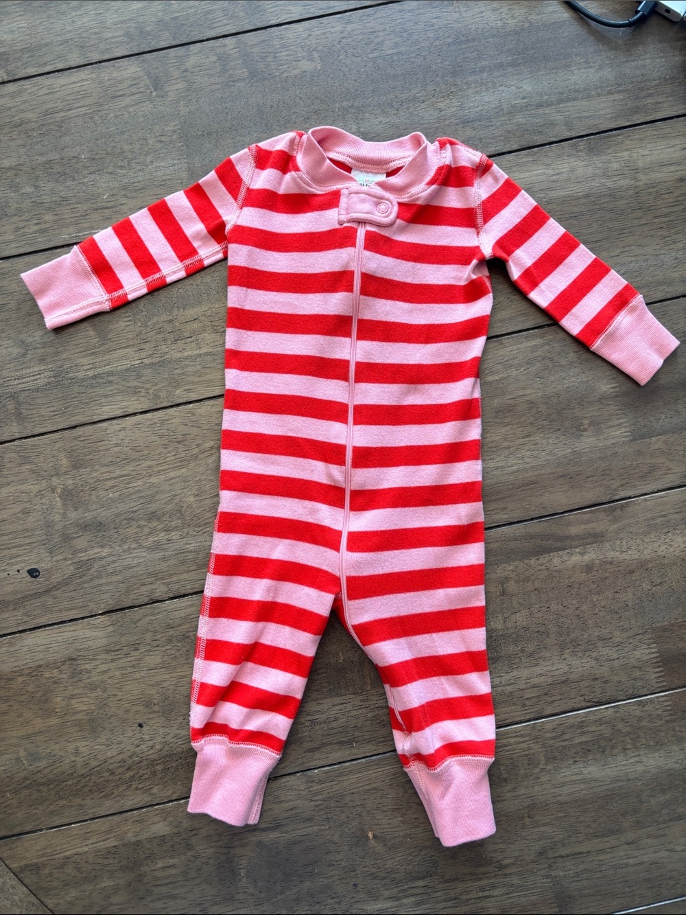 Hanna Andersson Pink & Red Striped One-Piece Pajamas